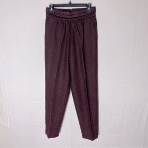 Vintage Louben Burgundy Wool Blend Tapered Pleated High Rise Pants S
